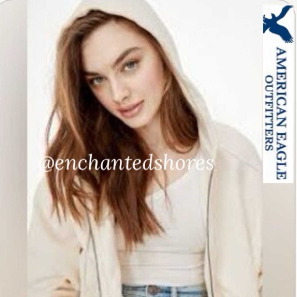 Oversized Hoodie Zip Up Sweatshirt Jacket Cream Off White Size Large XLarge